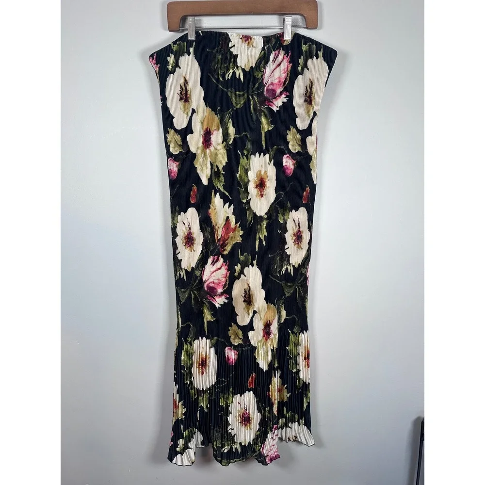 Abercrombie & Fitch Strapless Maxi Dress Womens XL Black Floral Dark Romantic